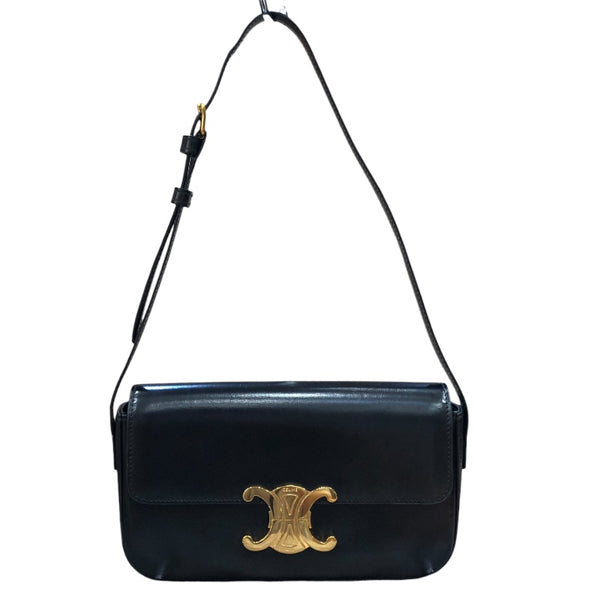 セリーヌ CELINE ショルダーバッグクロード 194143 ブラック　GD金具 シャイニーカーフ レディース ショルダーバッグ