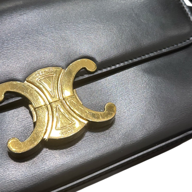 セリーヌ CELINE ショルダーバッグ　クロード 194143 ブラック シャイニーカーフスキン レディース ショルダーバッグ