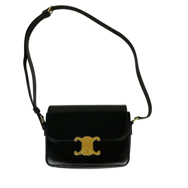 セリーヌ CELINE ティーン　トリオンフ　バッグ 188423 ブラック シャイニーカーフスキン レディース ショルダーバッグ