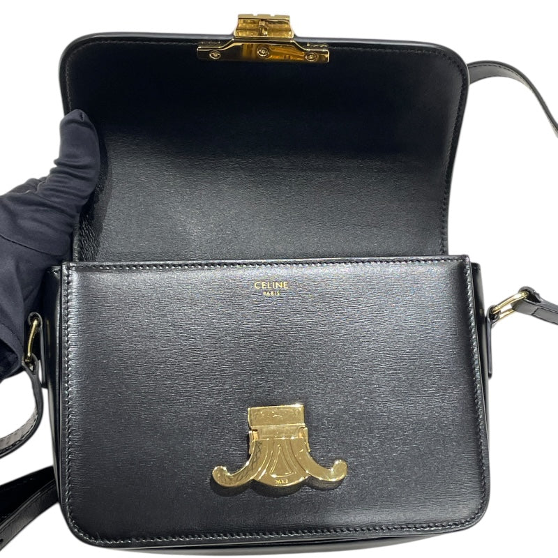 セリーヌ CELINE ティーントリオンフバッグ 188423 ブラック/ゴールド金具 カーフ シャイニーカーフスキン レディース ショルダーバッグ