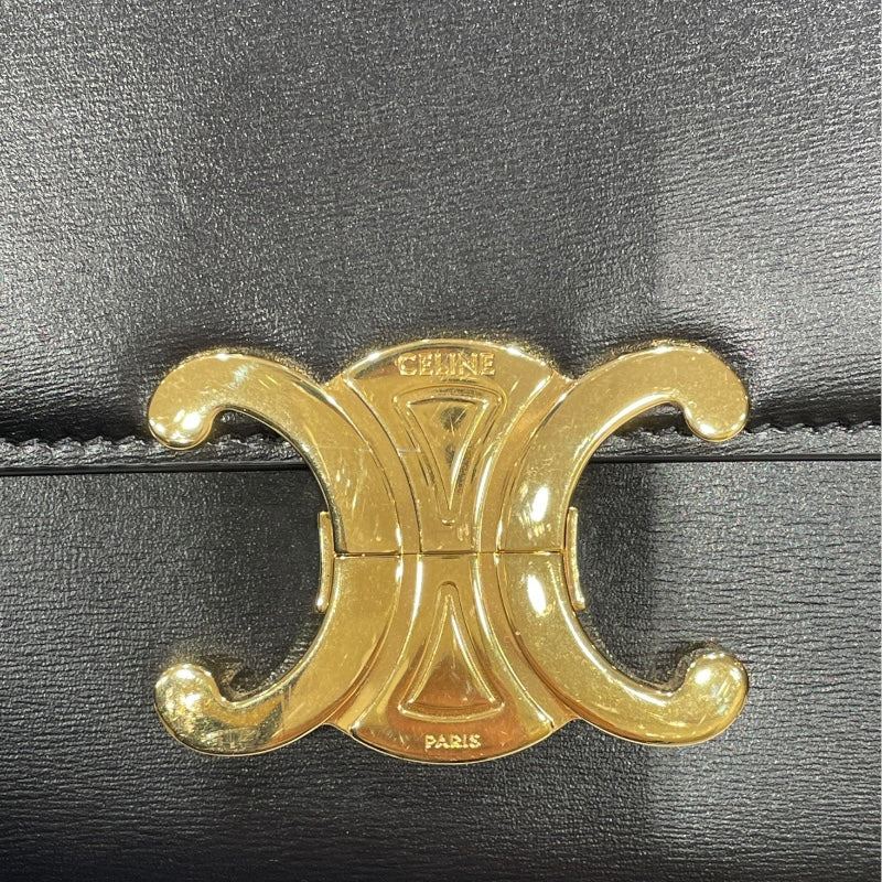 セリーヌ CELINE ティーントリオンフバッグ 188423 ブラック/ゴールド金具 カーフ シャイニーカーフスキン レディース ショルダーバッグ