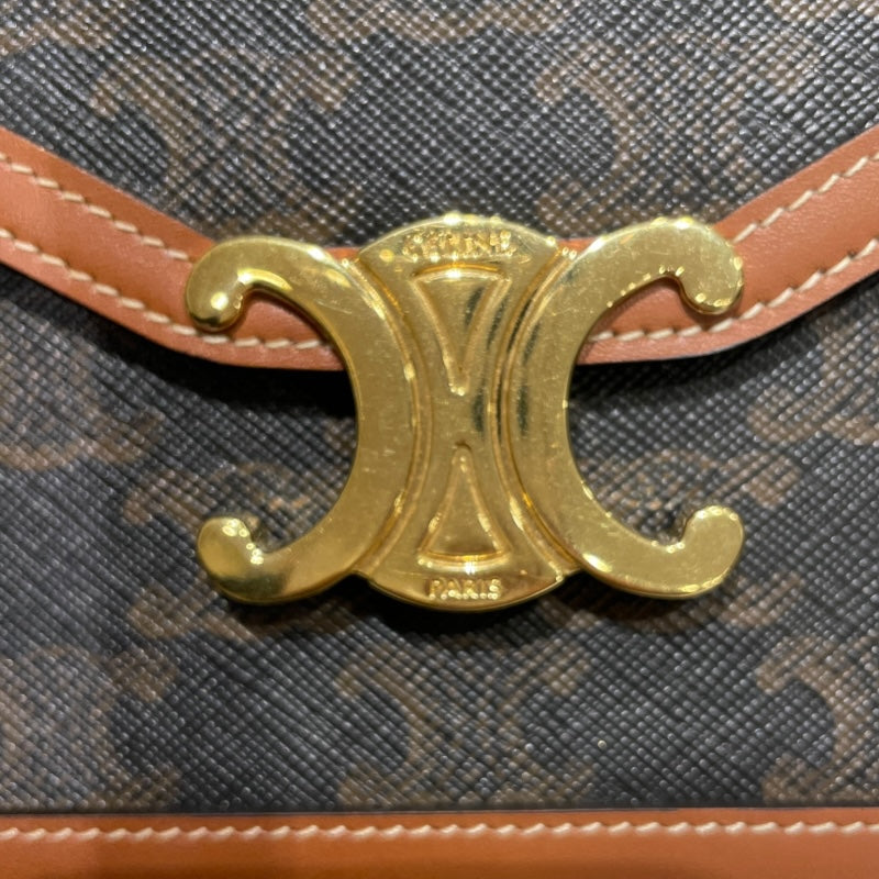 セリーヌ CELINE トリオンフチェーンウォレットマーゴ 10L462 ブラウン/ゴールド金具 カーフ トリオンフキャンバス/カーフスキン レディース ショルダーバッグ