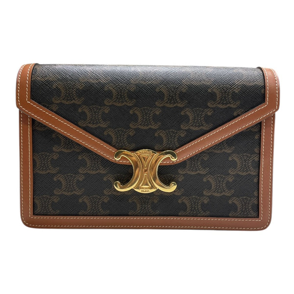 セリーヌ CELINE トリオンフチェーンウォレットマーゴ 10L462 ブラウン/ゴールド金具 カーフ トリオンフキャンバス/カーフスキン レディース ショルダーバッグ