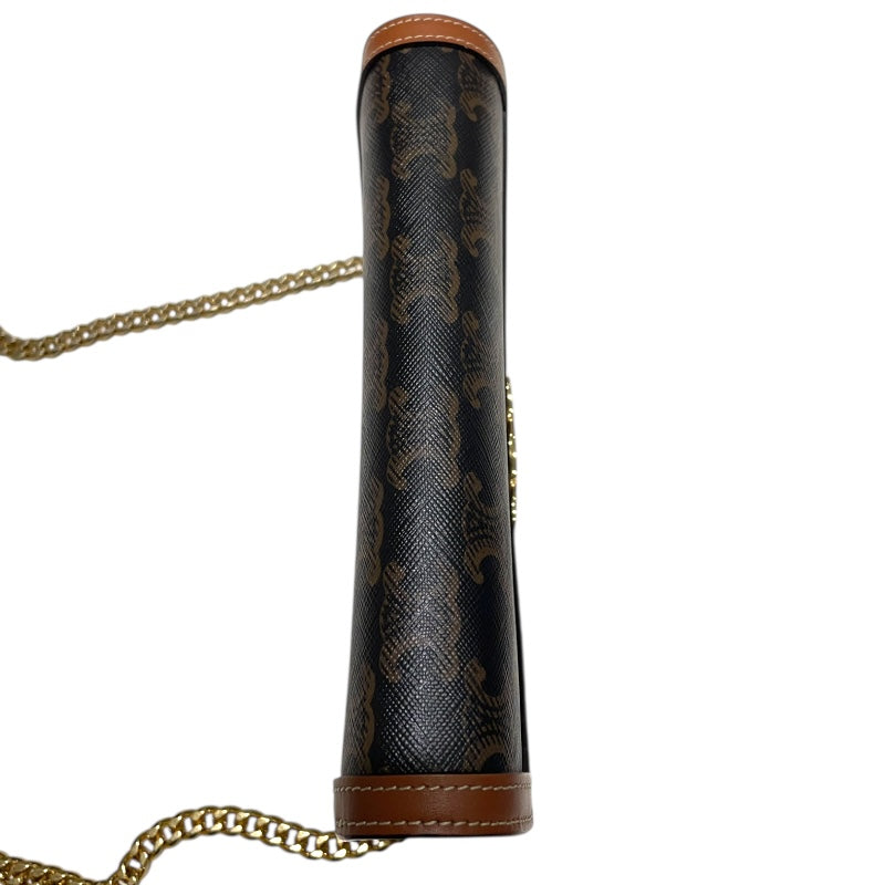 セリーヌ CELINE トリオンフチェーンウォレットマーゴ 10L462 ブラウン/ゴールド金具 カーフ トリオンフキャンバス/カーフスキン レディース ショルダーバッグ