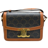 セリーヌ CELINE ティーントリオンフバッグ 188882 ブラウン/ゴールド金具 カーフ トリオンフキャンバス/カーフスキン レディース ショルダーバッグ