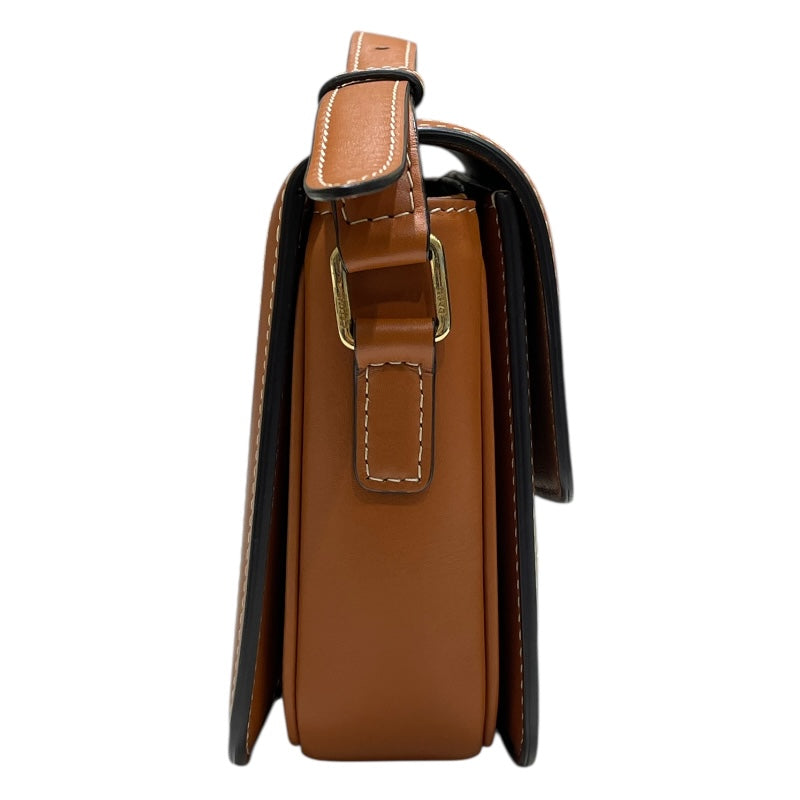 セリーヌ CELINE ティーントリオンフバッグ 188882 ブラウン/ゴールド金具 カーフ トリオンフキャンバス/カーフスキン レディース ショルダーバッグ