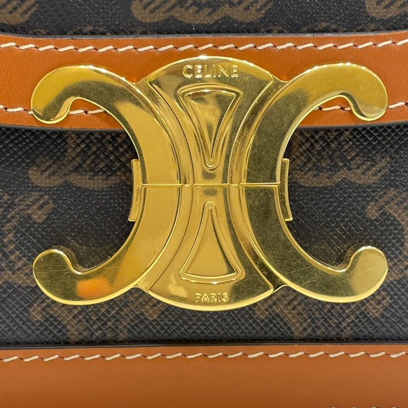 セリーヌ CELINE ティーントリオンフバッグ 188882 ブラウン/ゴールド金具 カーフ トリオンフキャンバス/カーフスキン レディース ショルダーバッグ