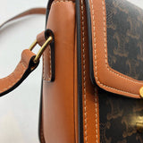 セリーヌ CELINE ティーントリオンフバッグ 188882 タン×GD金具 トリオンフキャンバス・カーフスキン レディース ショルダーバッグ