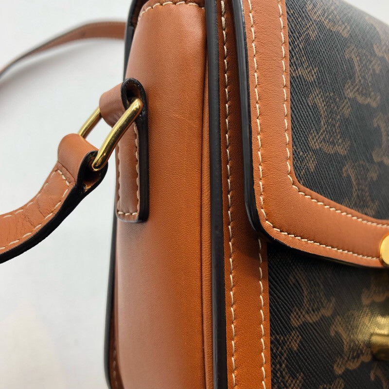 セリーヌ CELINE ティーントリオンフバッグ 188882 タン×GD金具 トリオンフキャンバス・カーフスキン レディース ショルダーバッグ