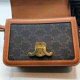 セリーヌ CELINE ティーントリオンフバッグ 188882 タン×GD金具 トリオンフキャンバス・カーフスキン レディース ショルダーバッグ