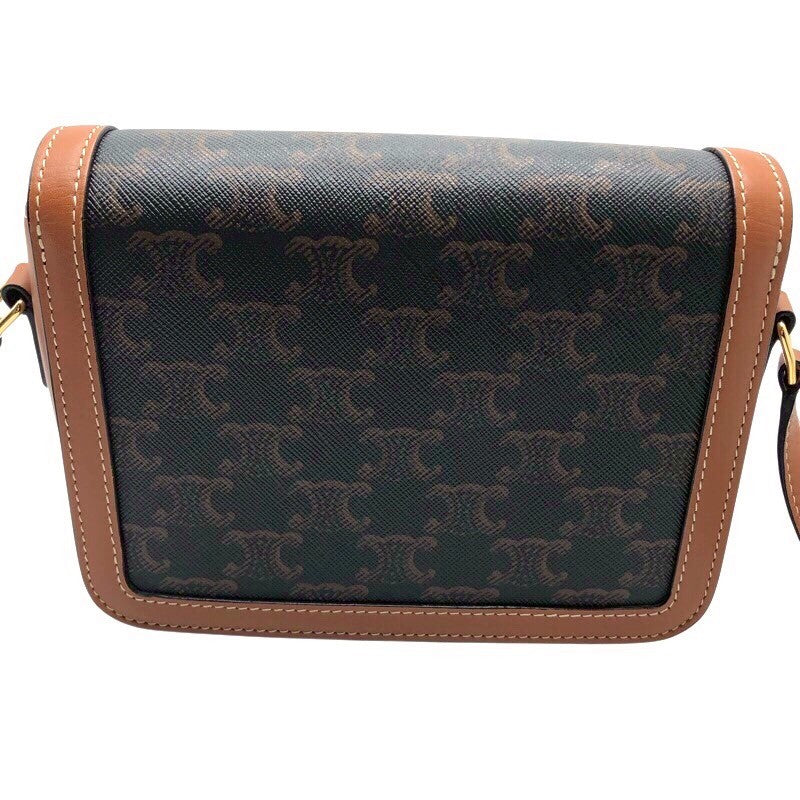 セリーヌ CELINE ティーントリオンフバッグ 188882 タン×GD金具 トリオンフキャンバス・カーフスキン レディース ショルダーバッグ