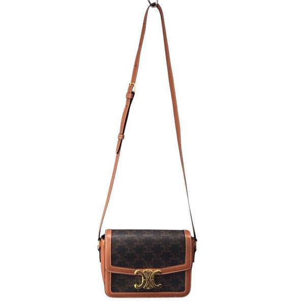 セリーヌ CELINE ティーントリオンフショルダー 188882 タン トリオンフキャンバス・カーフスキン レディース ショルダーバッグ