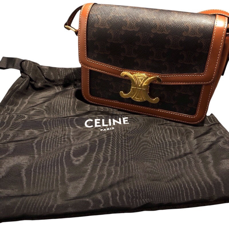 セリーヌ CELINE ティーントリオンフショルダー 188882 タン トリオンフキャンバス・カーフスキン レディース ショルダーバッグ