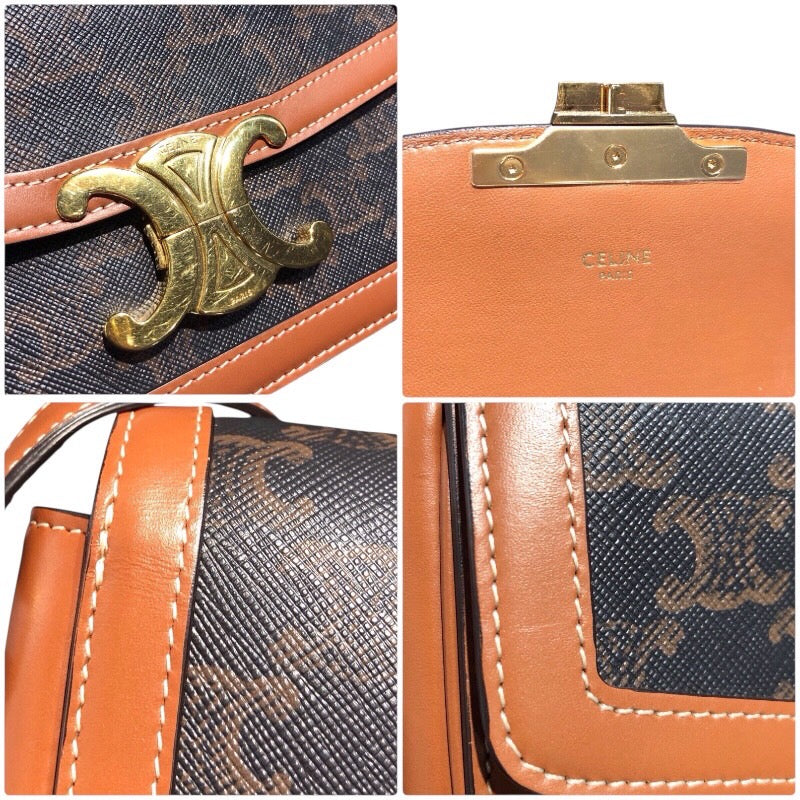 セリーヌ CELINE ティーントリオンフショルダー 188882 タン トリオンフキャンバス・カーフスキン レディース ショルダーバッグ