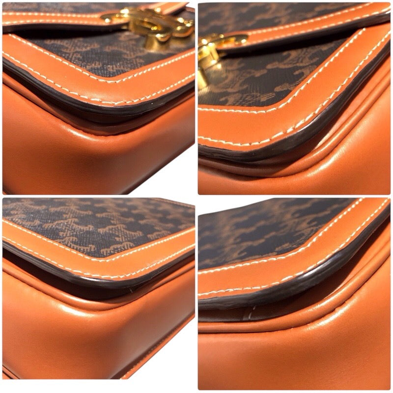 セリーヌ CELINE ティーントリオンフショルダー 188882 タン トリオンフキャンバス・カーフスキン レディース ショルダーバッグ