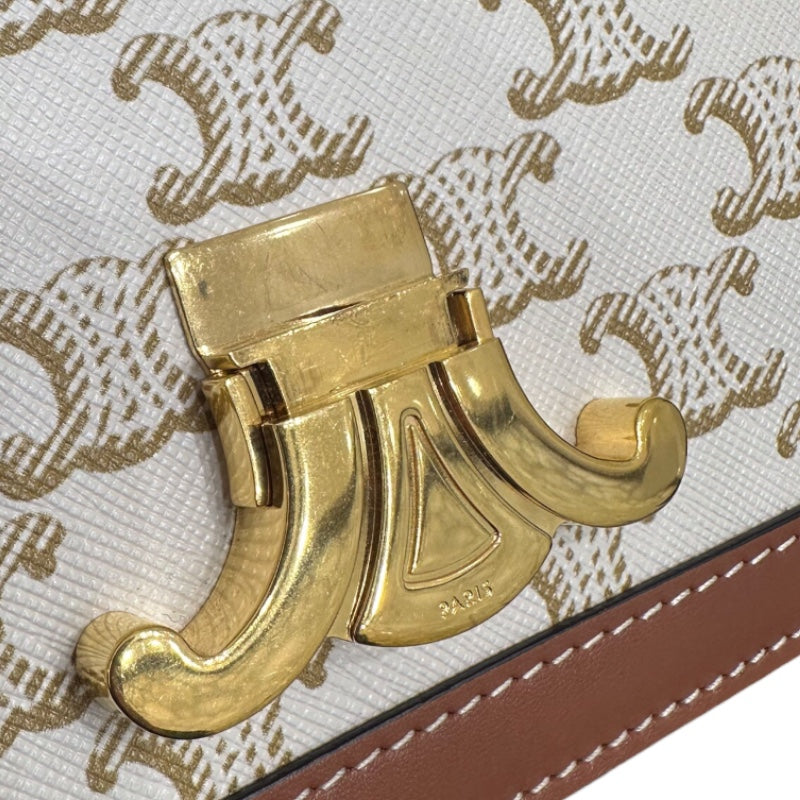 セリーヌ CELINE ティーントリオンフ　バッグ ホワイト トリオンフキャンバス・カーフスキン レディース ショルダーバッグ