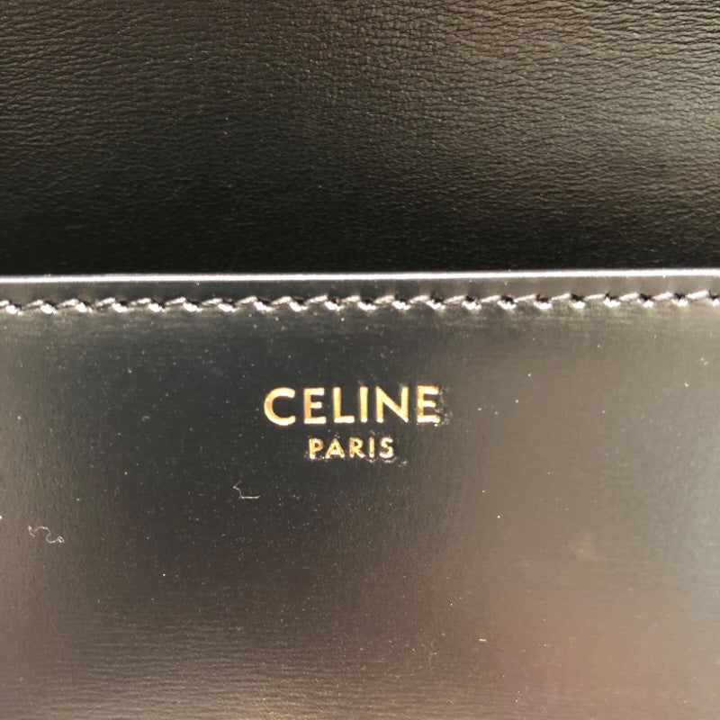 セリーヌ CELINE ショルダバッグクロード ブラックGD金具 シャイニーカーフ レディース ショルダーバッグ