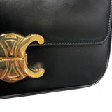 セリーヌ CELINE ショルダバッグクロード ブラックGD金具 シャイニーカーフ レディース ショルダーバッグ