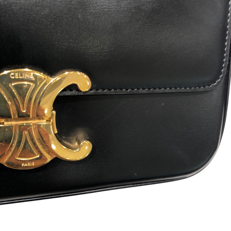 セリーヌ CELINE ショルダバッグクロード ブラックGD金具 シャイニーカーフ レディース ショルダーバッグ