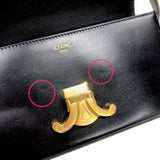 セリーヌ CELINE ショルダーバッグ クロード 194143 ブラック×ゴールド金具 シャイニーカーフ レディース ショルダーバッグ