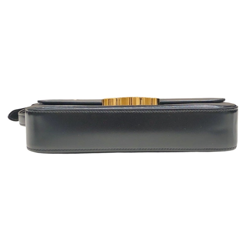 セリーヌ CELINE ショルダーバッグ クロード 194143 ブラック×ゴールド金具 シャイニーカーフ レディース ショルダーバッグ