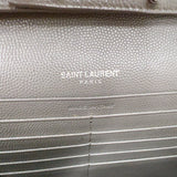 サンローラン SAINT LAURENT カサンドラエンベロープチェーンウォレット 377828 グレー/シルバー金具 カーフ レディース ショルダーバッグ