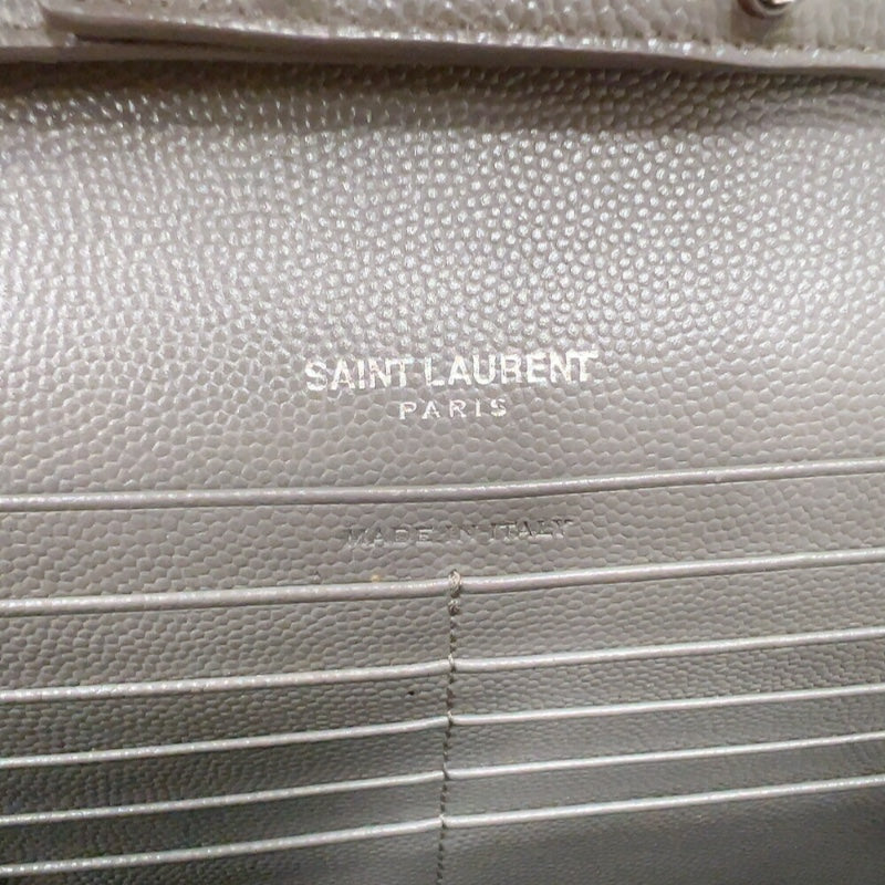 サンローラン SAINT LAURENT カサンドラエンベロープチェーンウォレット 377828 グレー/シルバー金具 カーフ レディース ショルダーバッグ