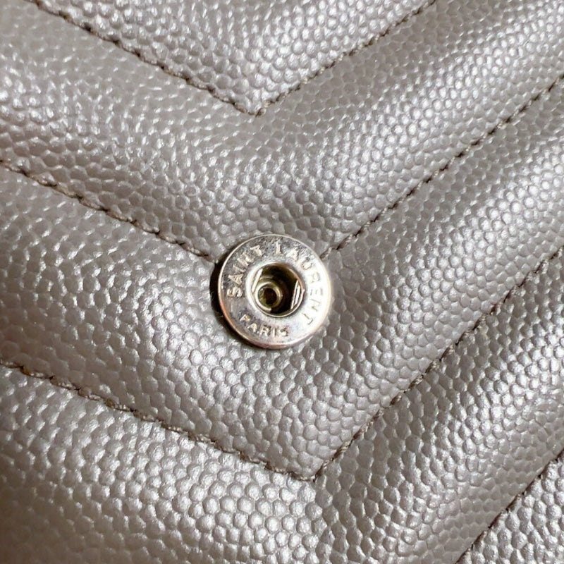 サンローラン SAINT LAURENT カサンドラエンベロープチェーンウォレット 377828 グレー/シルバー金具 カーフ レディース ショルダーバッグ