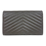 サンローラン SAINT LAURENT カサンドラエンベロープチェーンウォレット 377828 グレー/シルバー金具 カーフ レディース ショルダーバッグ