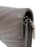 サンローラン SAINT LAURENT カサンドラエンベロープチェーンウォレット 377828 グレー/シルバー金具 カーフ レディース ショルダーバッグ