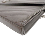 サンローラン SAINT LAURENT カサンドラエンベロープチェーンウォレット 377828 グレー/シルバー金具 カーフ レディース ショルダーバッグ