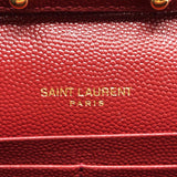 サンローラン SAINT LAURENT カサンドラ チェーンウォレット 377828 レッド×GD金具 グレインレザー レディース ウォレットチェーン