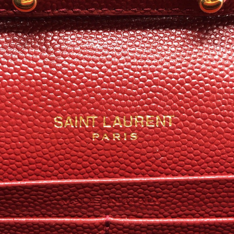 サンローラン SAINT LAURENT カサンドラ チェーンウォレット 377828 レッド×GD金具 グレインレザー レディース ウォレットチェーン