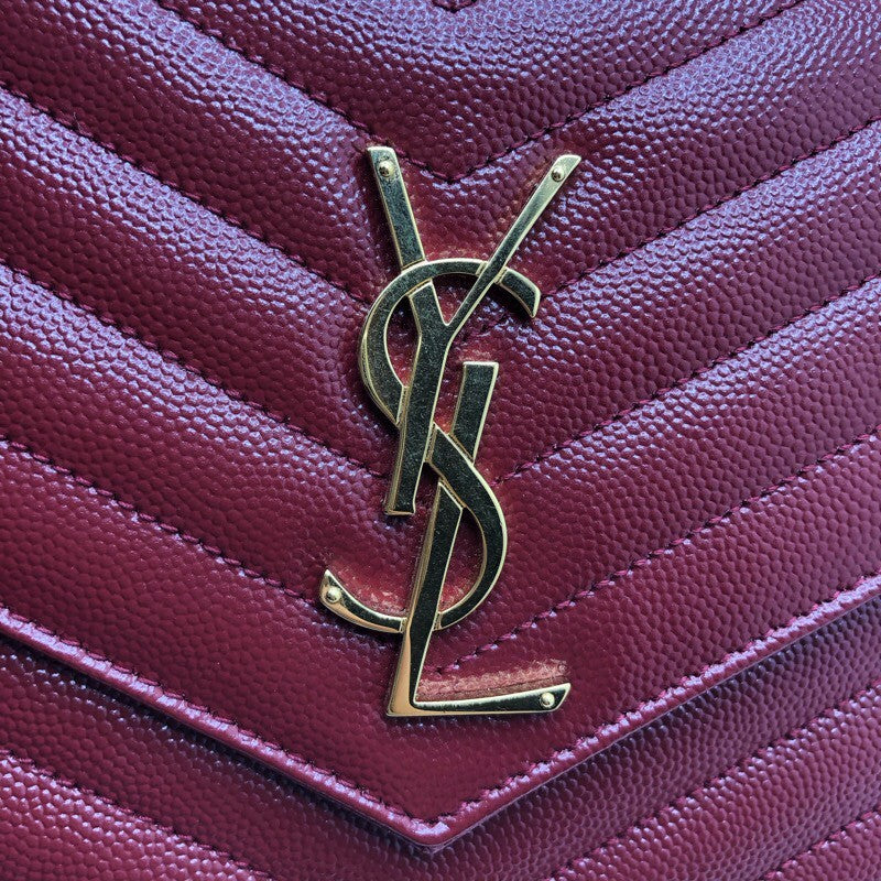 サンローラン SAINT LAURENT カサンドラ チェーンウォレット 377828 レッド×GD金具 グレインレザー レディース ウォレットチェーン