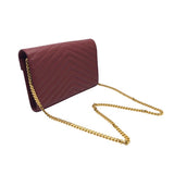 サンローラン SAINT LAURENT カサンドラ チェーンウォレット 377828 レッド×GD金具 グレインレザー レディース ウォレットチェーン