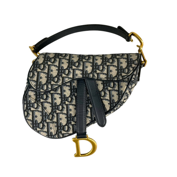クリスチャン・ディオール Christian Dior サドルバッグ　ミニ ネイビー×アイボリー レディース ハンドバッグ