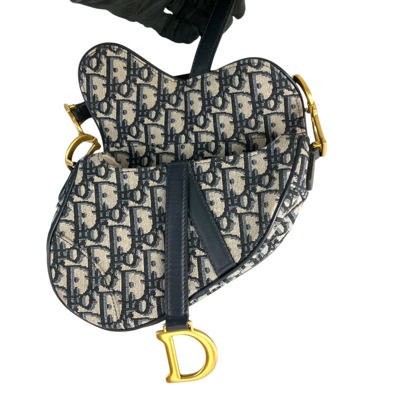 クリスチャン・ディオール Christian Dior サドルバッグ　ミニ ネイビー×アイボリー レディース ハンドバッグ
