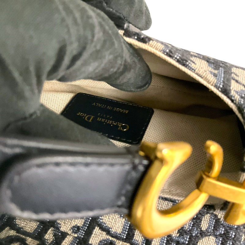 クリスチャン・ディオール Christian Dior サドルバッグ　ミニ ネイビー×アイボリー レディース ハンドバッグ