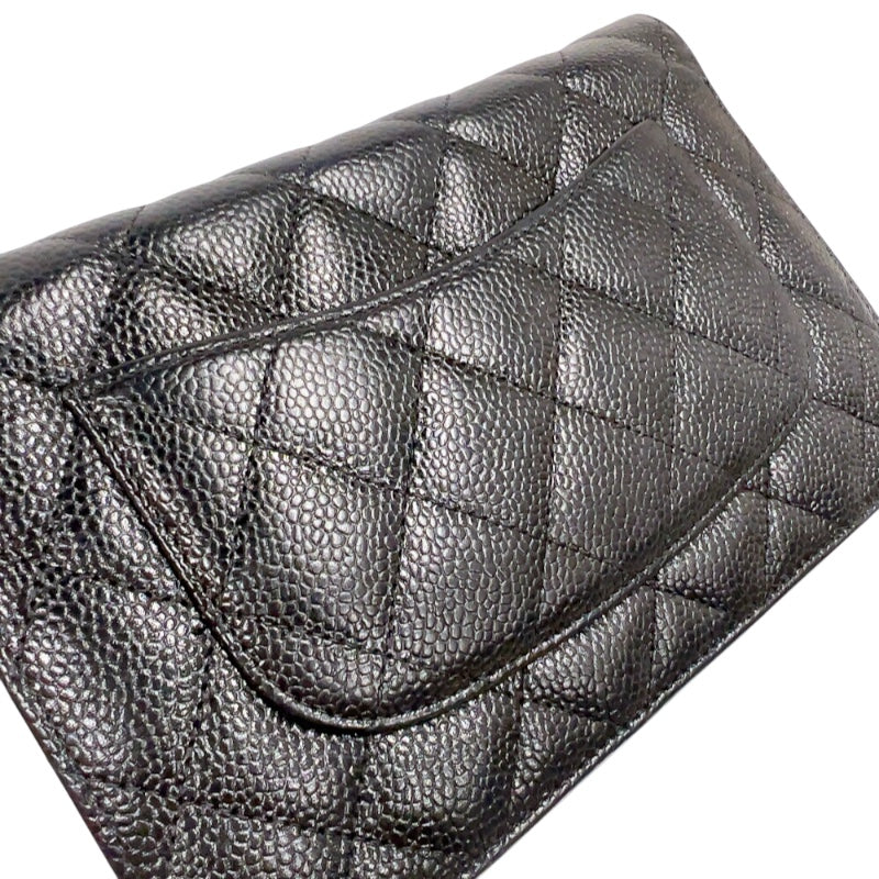 シャネル CHANEL マトラッセチェーンウォレット A33814 ブラック　ゴールド金具 キャビアスキン レディース 長財布