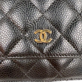 シャネル CHANEL マトラッセチェーンウォレット A33814 ブラック　ゴールド金具 キャビアスキン レディース 長財布
