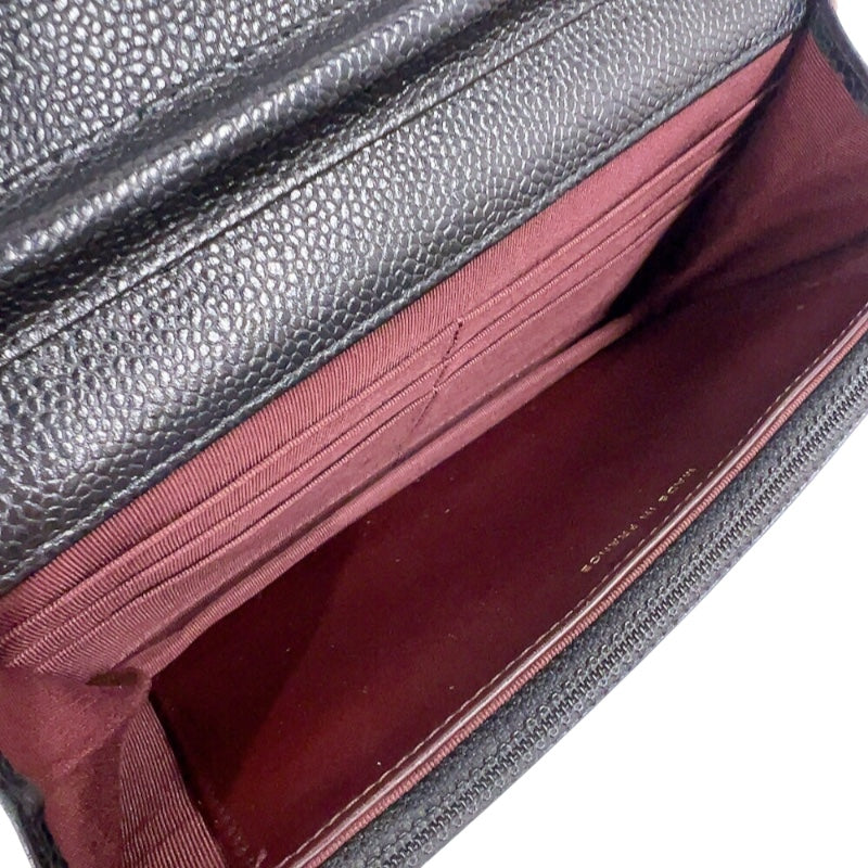 シャネル CHANEL マトラッセチェーンウォレット A33814 ブラック　ゴールド金具 キャビアスキン レディース 長財布