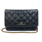 シャネル CHANEL マトラッセチェーンウォレット A33814 ブラック　ゴールド金具 キャビアスキン レディース 長財布