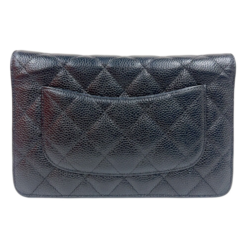 シャネル CHANEL マトラッセチェーンウォレット A33814 ブラック　ゴールド金具 キャビアスキン レディース 長財布