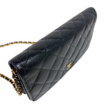 シャネル CHANEL マトラッセチェーンウォレット A33814 ブラック　ゴールド金具 キャビアスキン レディース 長財布