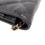 シャネル CHANEL マトラッセチェーンウォレット A33814 ブラック　ゴールド金具 キャビアスキン レディース 長財布