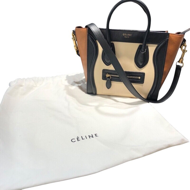 セリーヌ CELINE ラゲージナノショッパー トリコロール レザー レディース トートバッグ