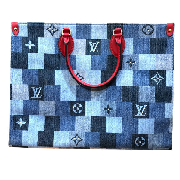 ルイ・ヴィトン LOUIS VUITTON オンザゴーGM M44992 デニムパッチワーク モノグラム レディース トートバッグ