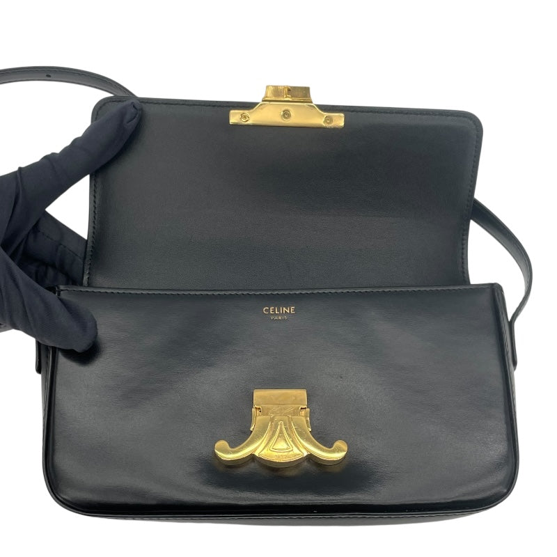 セリーヌ CELINE ショルダーバッグ クロード 194143 ブラック GD金具 シャイニーカーフ レディース ショルダーバッグ