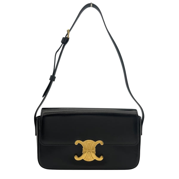 セリーヌ CELINE ショルダーバッグ クロード 194143 ブラック GD金具 シャイニーカーフ レディース ショルダーバッグ