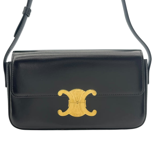 セリーヌ CELINE ショルダーバッグ クロード 194143 ブラック GD金具 シャイニーカーフ レディース ショルダーバッグ